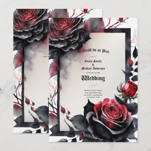 Convites Rosas Pretos Vermelhos Góticos Até Morte Nos Separ