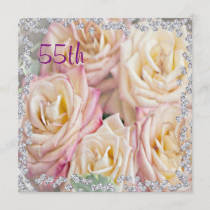 Convites Rosas requintados & aniversário dos diamantes 55t