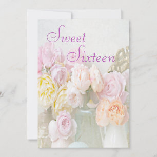 Convites Rosas Românticas em Jarras Sweet Sixteen