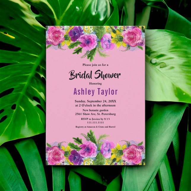 Convites Rosas Românticos Bloom Chá de panela Floral de Ver (Criador carregado)