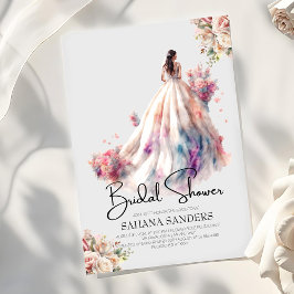 Convites Rosas Românticos Chá de panela de vestidos florais