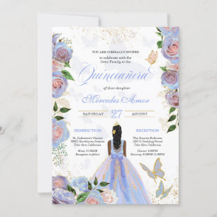 Convites Rosas Rosa Azul e Esbranquiçadas Borboleta Quincea