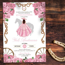 Convites Rosas Rosa Bebidas Ocidentais Charro Quinceanera