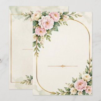 Convites Rosas Rosa Bege e Arco Dourado