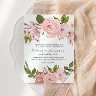 Convites Rosas Rosa Bege Elegante Casamento Floral