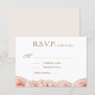 Convites Rosas Rosa Bege Floral Dourado Branco RSVP Casamen