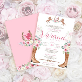Convites Rosas Rosa Boots Florais Ocidentais Charra Quincea