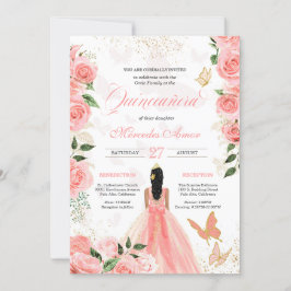 Convites Rosas Rosa Borboleta Mariposa Quinceanera Invitati
