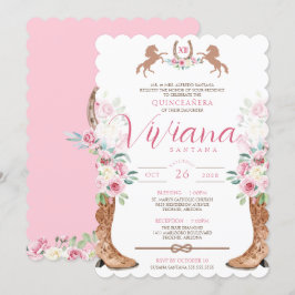 Convites Rosas Rosa Botas Florais Ocidentais Charro Quincea