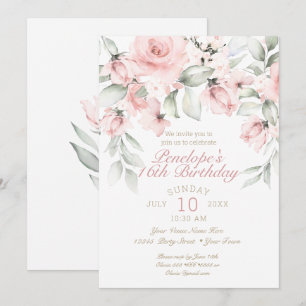 Convites Rosas Rosa Brilhantes e Sonhantes Doze Aniversári