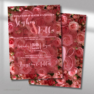 Convites Rosas Rosa Casando Floral Elegante