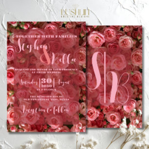 Convites Rosas Rosa Casando Floral Elegante