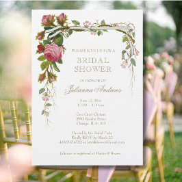 Convites Rosas rosa-Chá de panela elegantes