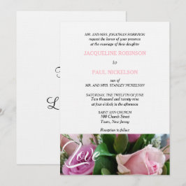 Convites Rosas Rosa Claro Amor Casamento