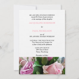 Convites Rosas Rosa Claro Amor Casamento