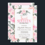 Convites Rosas Rosa Cor de Água Moderna Doce 16<br><div class="desc">Um doce 16 moderno,  chic e glamouroso com rosas cor-de-água rosa.</div>