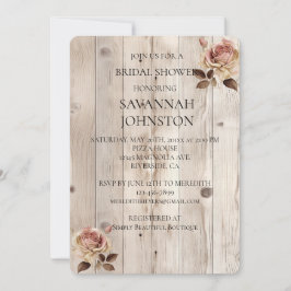 Convites Rosas Rosa Creme Madeira Branca Chuva Branca