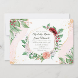 Convites Rosas Rosa-d-água e Casamento Virtual Verde