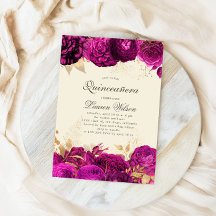 Rosas rosa Douradas com aquarela Quinceanera Códig