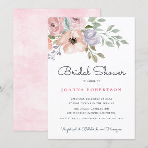 Convites Rosas Rosa Dusty Chá de panela Floral Midverão