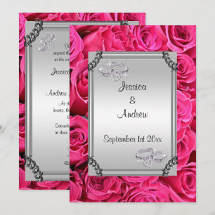 Convites Rosas Rosa e Anéis de Casamentos Diamantes