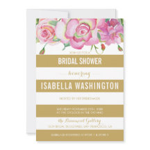 Rosas rosa e Chá de panela Dourado de faixas bran