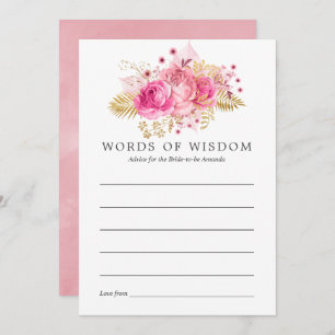 Convites Rosas rosa e Dourados Aviso sobre Chá de panela de