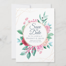 Convites Rosas Rosa e Eucalyptus, Casamento Floral Moderno