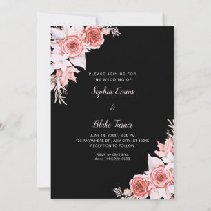Convites Rosas Rosa Elegante Russas Queda Casamento Negro