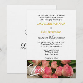 Convites Rosas Rosa Elegantes Amam Dourado Branco