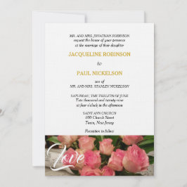 Convites Rosas Rosa Elegantes Amam Dourado Branco