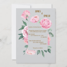 Rosas Rosa Elegantes e Casamento Floral Cinza