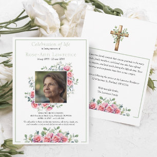 Convites Rosas Rosa Elegantes Eucalipto Verde Foto Funeral