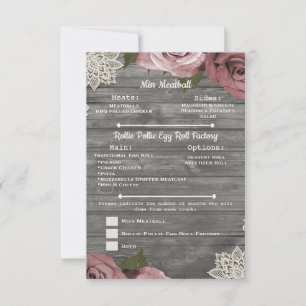 Convites Rosas Rosa Empoeirado Cinza Lace Menu Insert Madei