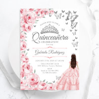 Rosas Rosa Esbranquiçadas Borboletas Quinceanera F