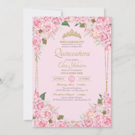 Convites Rosas Rosa Esbranquiçadas e Quinceanera Floral Dou