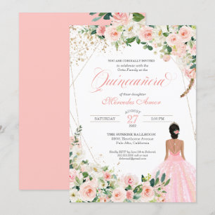 Convites Rosas Rosa Esbranquiçadas Quinceanera Floral Anive