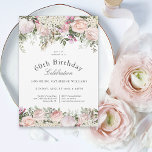 Convites Rosas Rosa Femininas Floral 60ª Festa de aniversár<br><div class="desc">Um convite de festas lindamente feminino para comemorar um 60º aniversário em estilo elegante,  este Irresistível design floral é bordado em rosas rosa charmosas,  flores misturadas e calçadeiras Todo o texto pode ser personalizado para o seu partido,  incluindo a idade de convidado de honra.</div>
