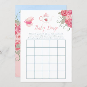 Convites Rosas Rosa Floral Tea Party Chá de fraldas Baby Bi