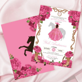 Convites Rosas Rosa Floral Western Charro Quinceañera