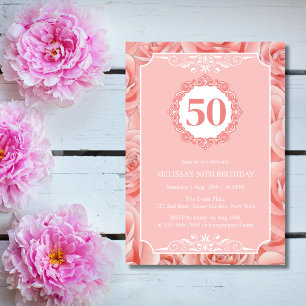 Convites Rosas Rosa Florre 50 Aniversário