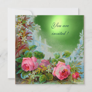 Convites ROSAS ROSA & JASMINS  Gema Verde Esmeralda