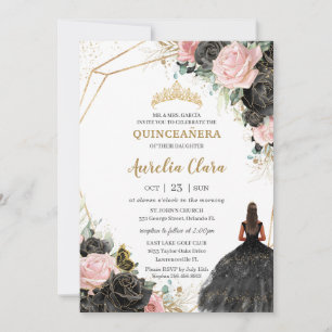 Convites Rosas Rosa Negra Quinceañera Floral Doce Dezesseis
