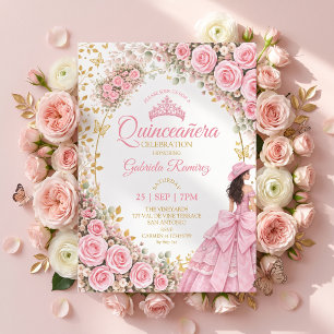 Convites Rosas Rosa Ocidental Borboleta Dourada Quinceañera