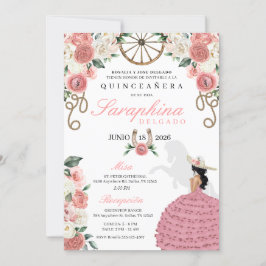 Convites Rosas rosa Ocidental Mariachi Cowgirl Quinceañera