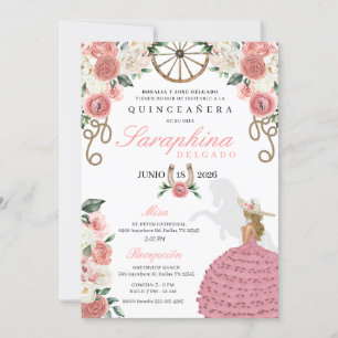 Convites Rosas rosa Ocidental Mariachi Cowgirl Quinceañera