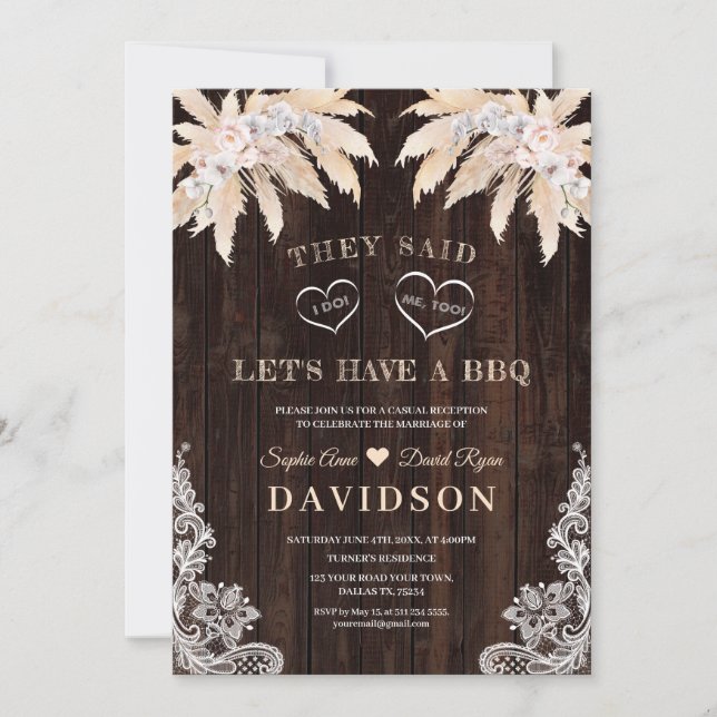 Convites Rosas Rosa Orquídeas Brancas Pampas Após CHURRASCO (Frente)