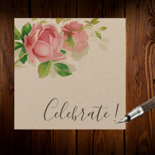 Convites Rosas Rosa Pintadas no estilo Vintage