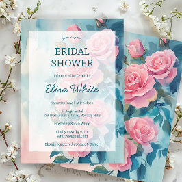 Convites Rosas Rosa pintando Chá de panela PERSONALIZADO