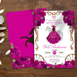 Convites Rosas Rosa Quente Fuchsia Charro Quinceañera Ocide